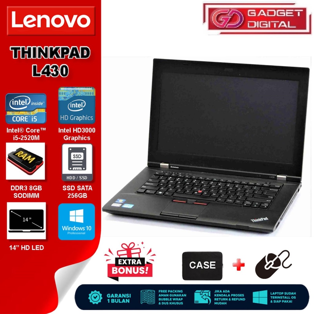 Laptop Lenovo Thinkpad L430 Core i5-2520 | 8GB / SSD 256GB | 14" HD