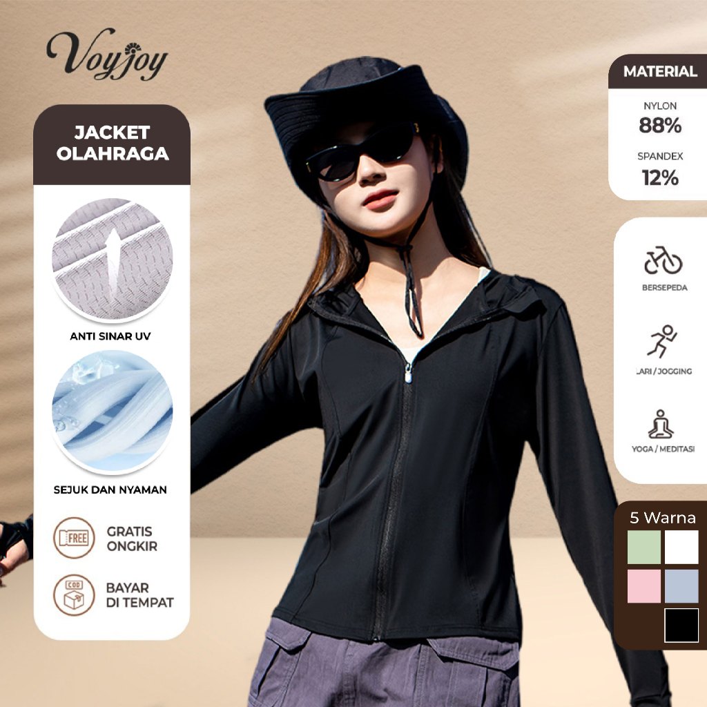 Voyjoy Jaket Anti UV UPF100+ Baju Olahraga Outdoor Wanita Jacket Pelindung Matahari
