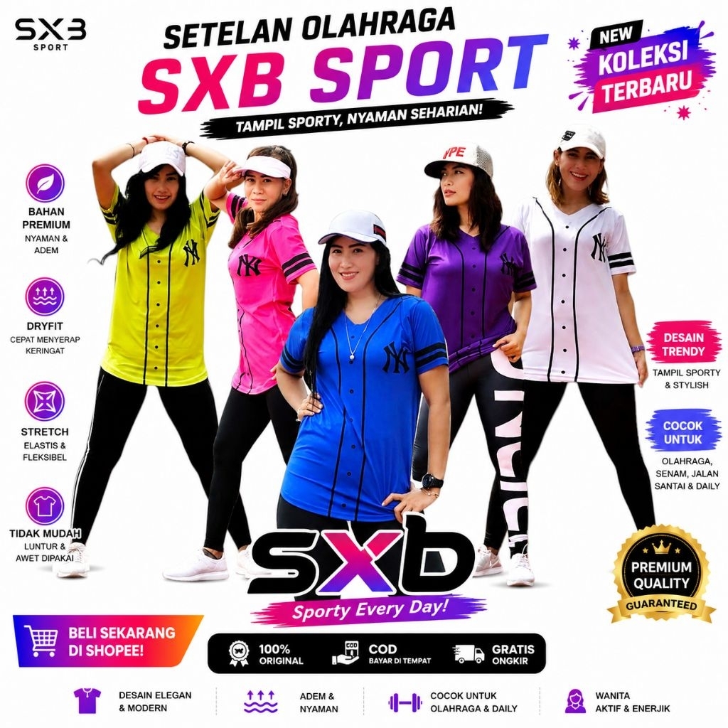 SXB SPORT,Baju Olahraga Senam Wanita Aerobic Short Sleeve T-shirt Compression Kaos Lengan Pendek (BA
