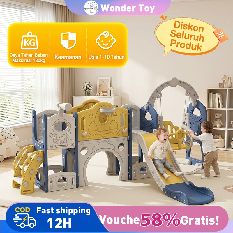 Ready Stock SNI Mainan Ayunan dan Perosotan Anak 6 in 1 Ukuran Besar Mainan Premium Ayunan Ring Bask