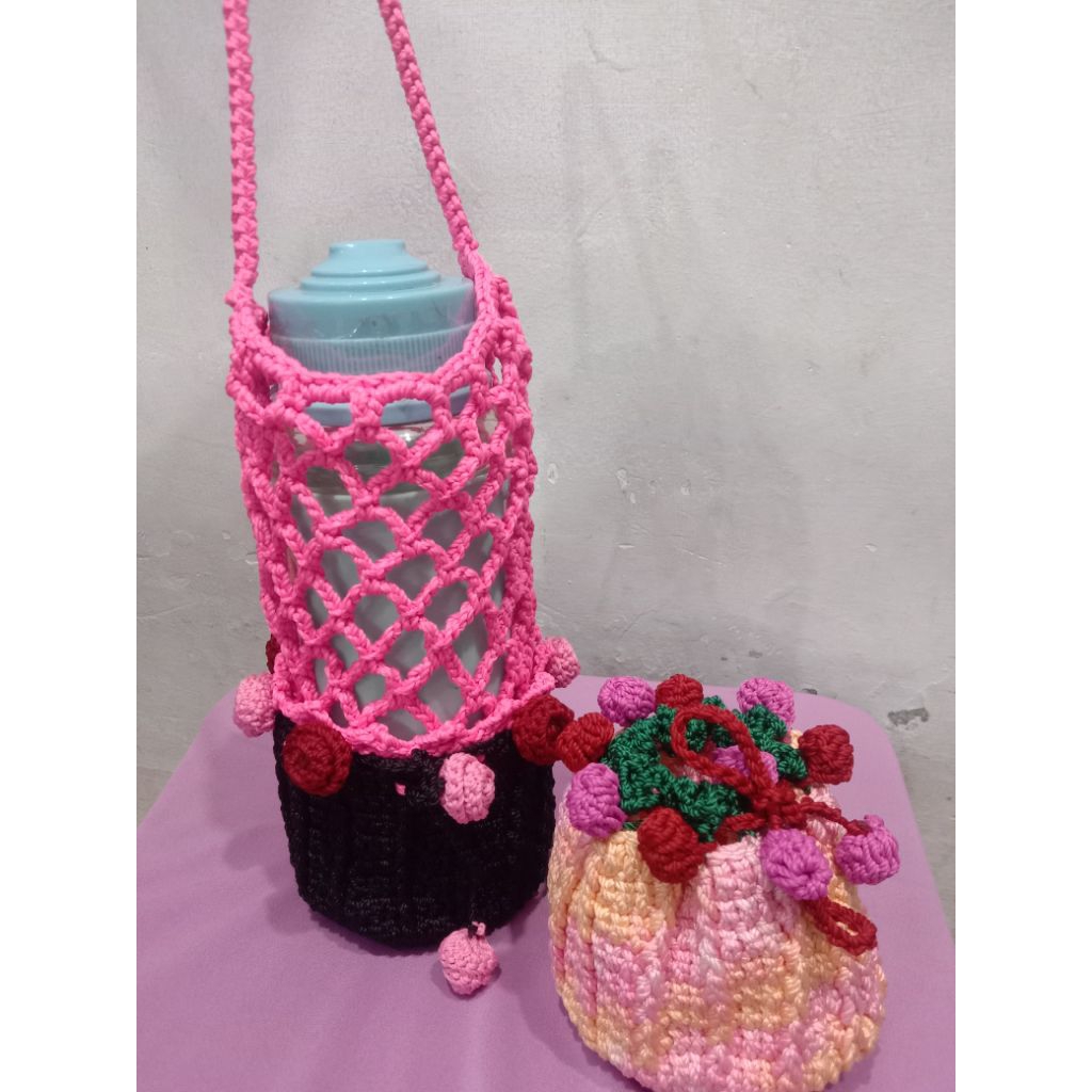 tas botol rajut/sarung botol rajut/ holderbotol