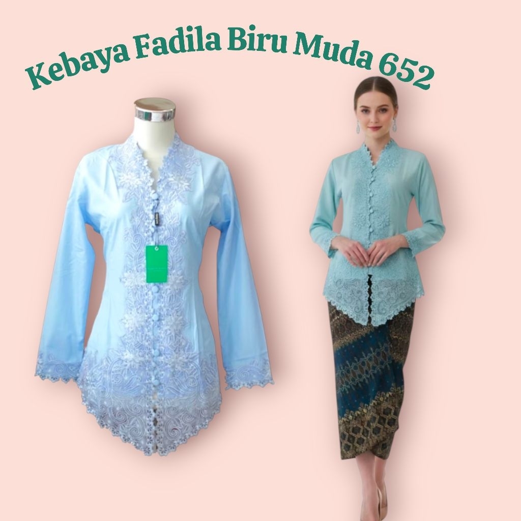 KEBAYA ENCIM BORDIR BIRU MUDA FADILA 652 Kebaya modern Atasan kebaya