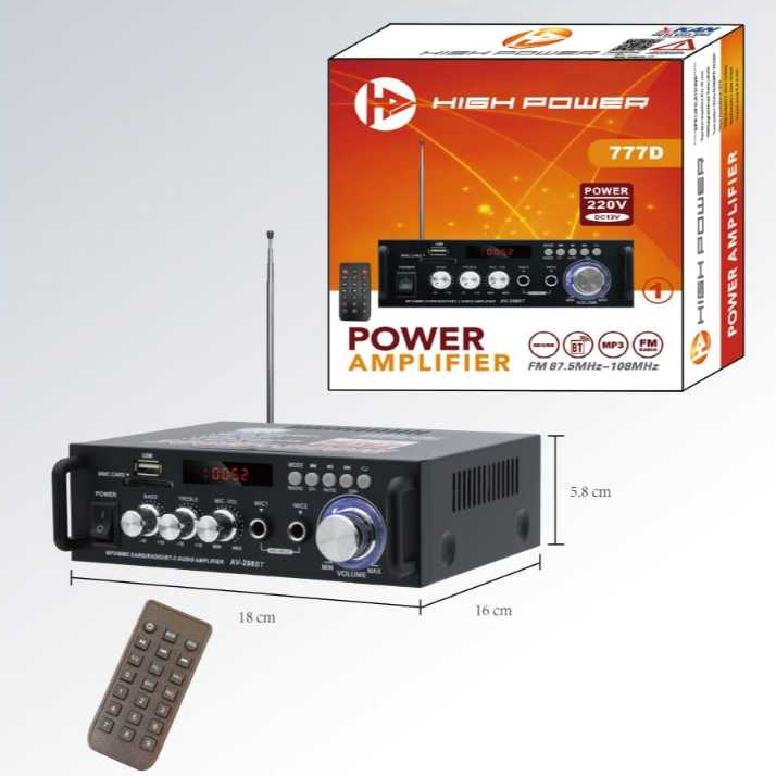 HIGH POWER AMPLI BLUETOOTH 777D1 , AMPLIFIER BLUETOOTH 777D-1 , AMPLI MOBIL 300W 12V
