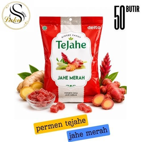 Permen Tejahe Jahe Merah 50 Butir - Candy Ginger Herbal untuk Kehangatan & Melegakan Tenggorokan - G