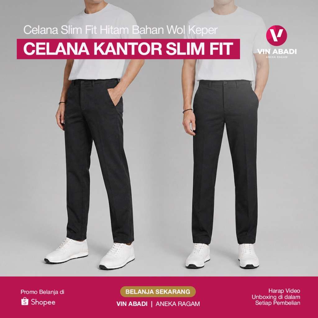 Celana Kain Carpilos Slimfit / Celana Kantor Formal Pria / Bahan Wol Keper