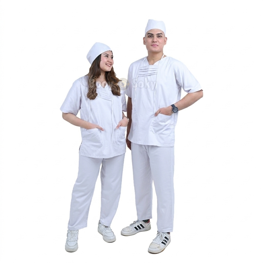 BAJU JAGA PERAWAT OK MEDIS LENGAN PENDEK WANITA PRIA SERAGAM OKA SCRUB MEDICAL AMERICAN DRILL TERBAR