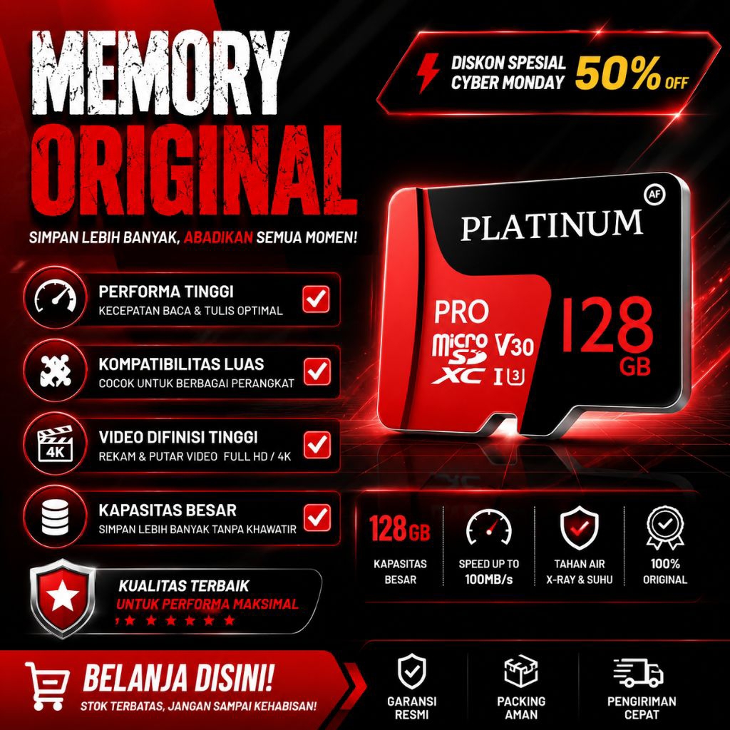 MEMORY CARD PLATINUM  8gb 16gb 32gb 64gb 128gb memory card memory platinum memory terbaik memory ori