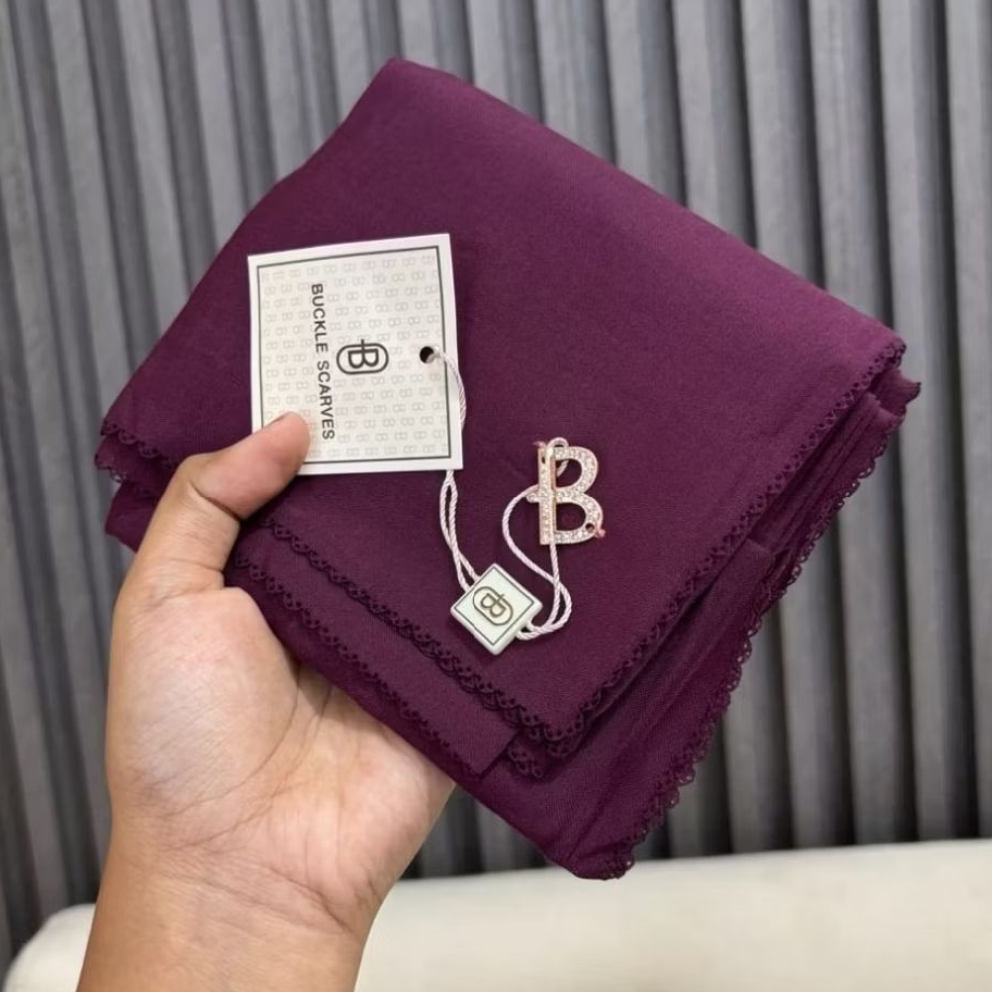 Hijab Buckle Scarves Polos Premium / Segi Empat Buckle Scarves / Buckle Scarves Pouch Polos / Hijab 
