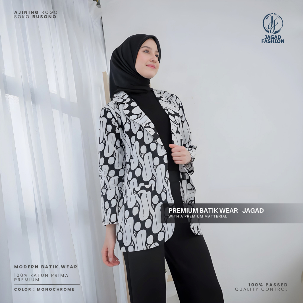 BLAZER BATIK WANITA MODERN BLEZER INARA OUTER BATIK CANTIK SERAGAM KANTOR PESTA - BATIK JAGAD