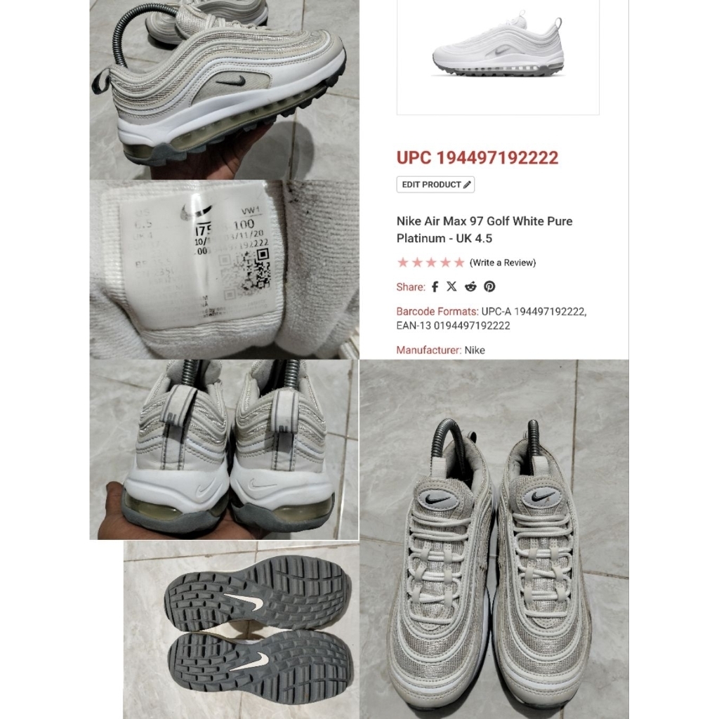 Sepatu Preloved Second Original Nike Airmax AM 97 Size 37