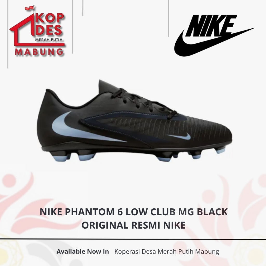 Sepatu Sepakbola Pria Nike Phantom 6 Low Club MG Black - Original