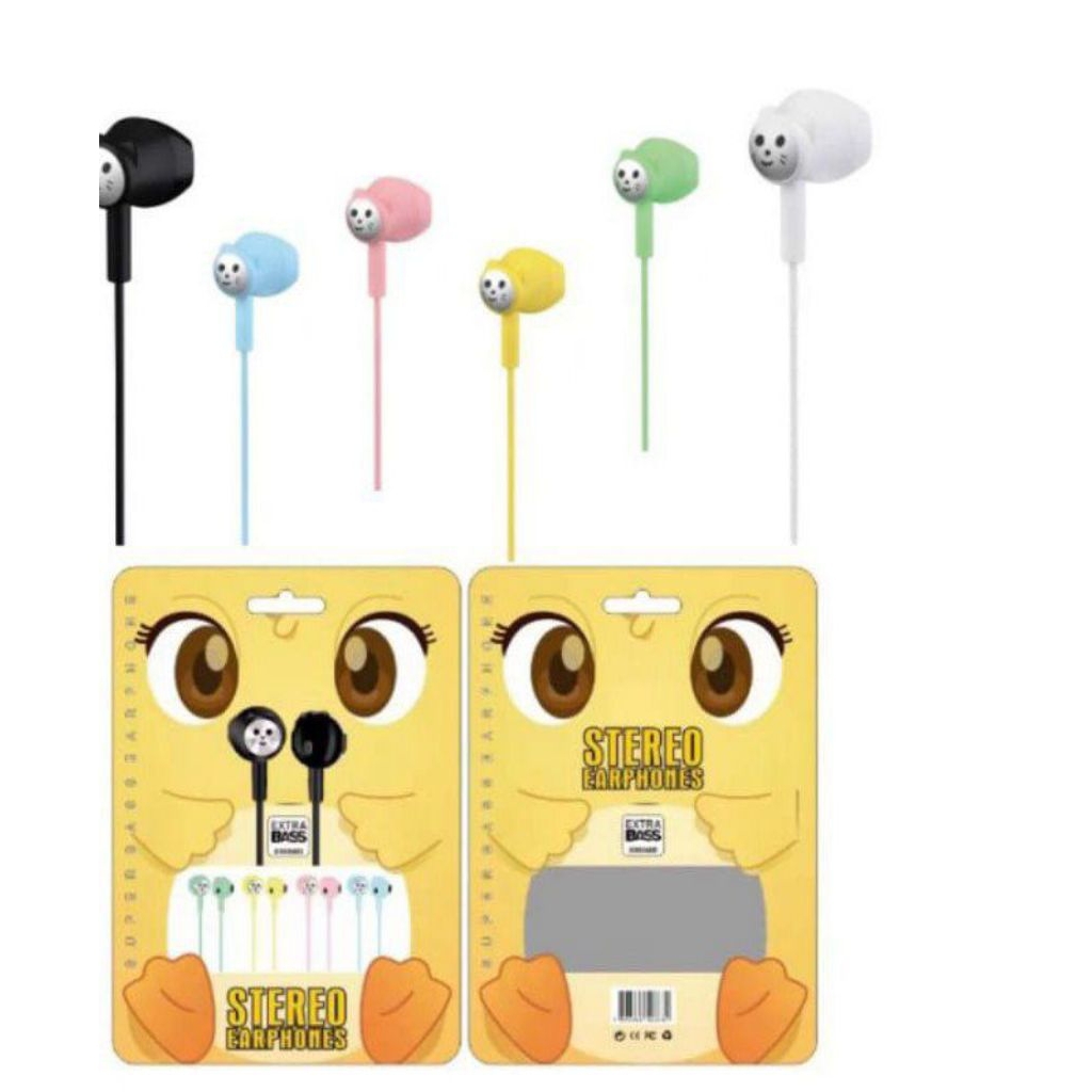 HF Handsfree Macaron U19 Cat Motif Extra Bass