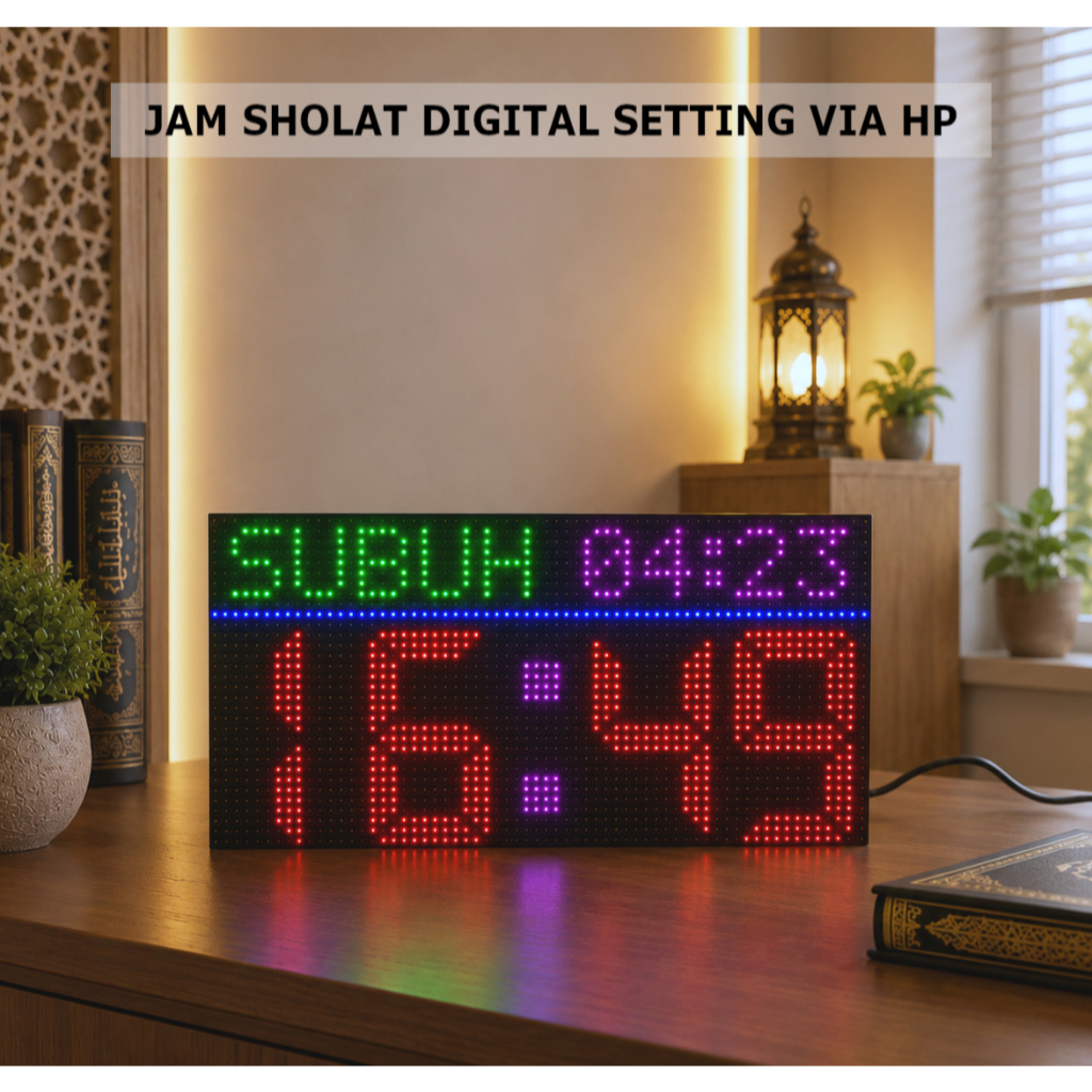 jam waktu sholat masjid digital IQOMAH RUNNING TEXT