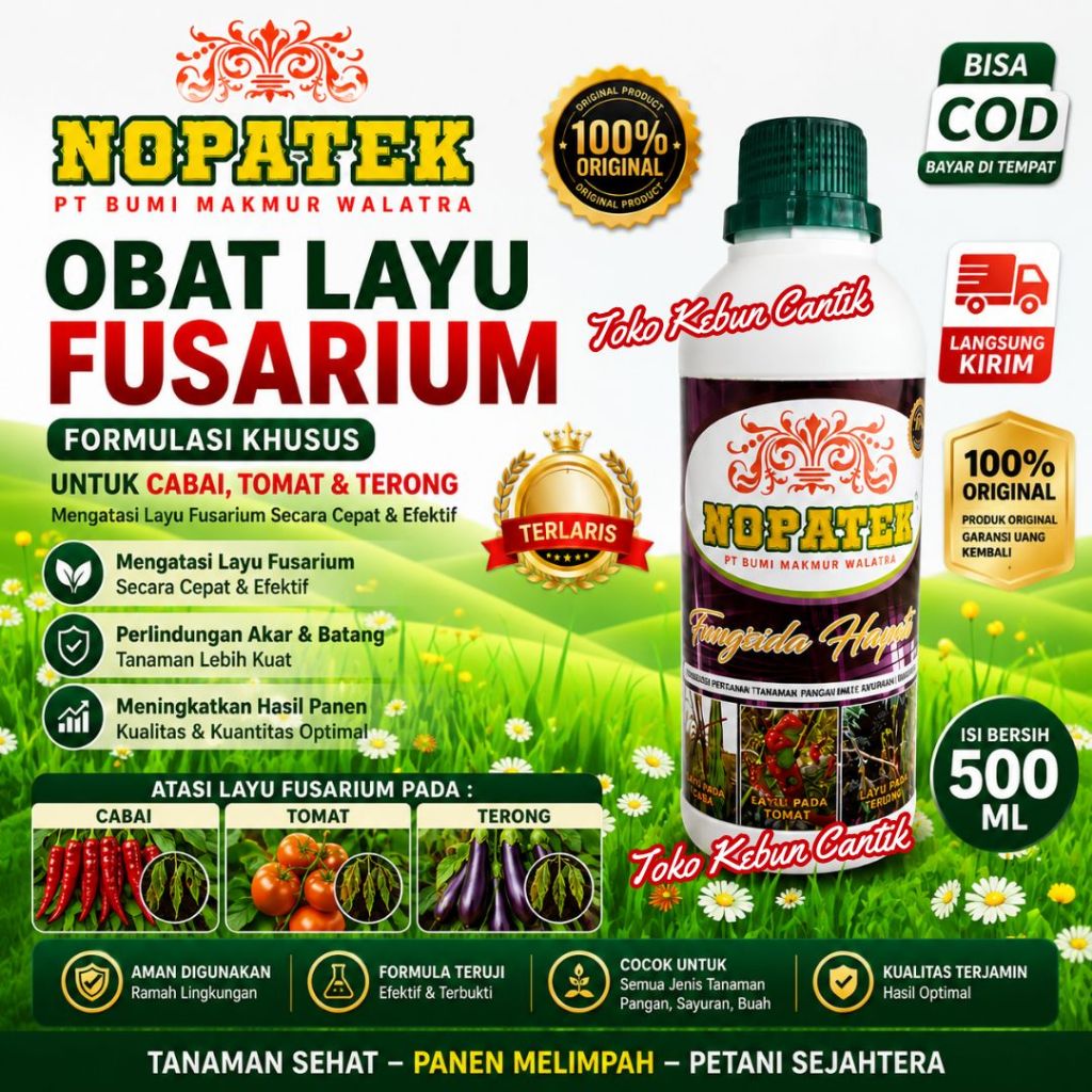 NOPATEK Obat Layu Fusarium Tomat dan Terong Fungisida Hayati Tanaman Auto Pulih