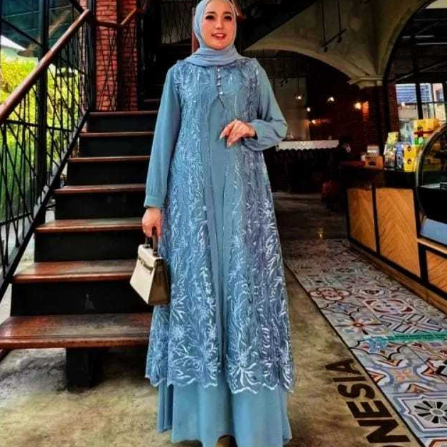salsabila_cloting Model Gamis Terbaru lebaran 2025 Dhuhayu Maxy Gamis Brokat outer kondangan mewah