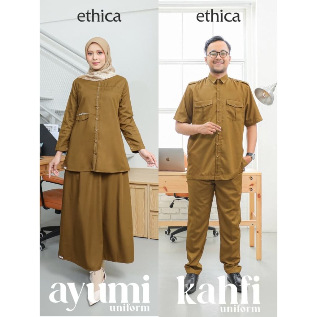 ETHICA BAJU SETELAN ASN/PNS SERAGAM GURU DEWASA LELAKI DAN PEREMPUAN || AYUMI UNIFORM 18, AYUMI UNIF