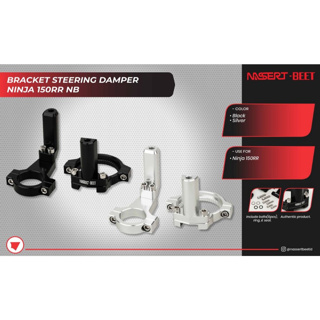 Bracket Steering Damper Ninja 150RR NB NASSERT BEET CNC | Dudukan Steering Damper Ninja RR