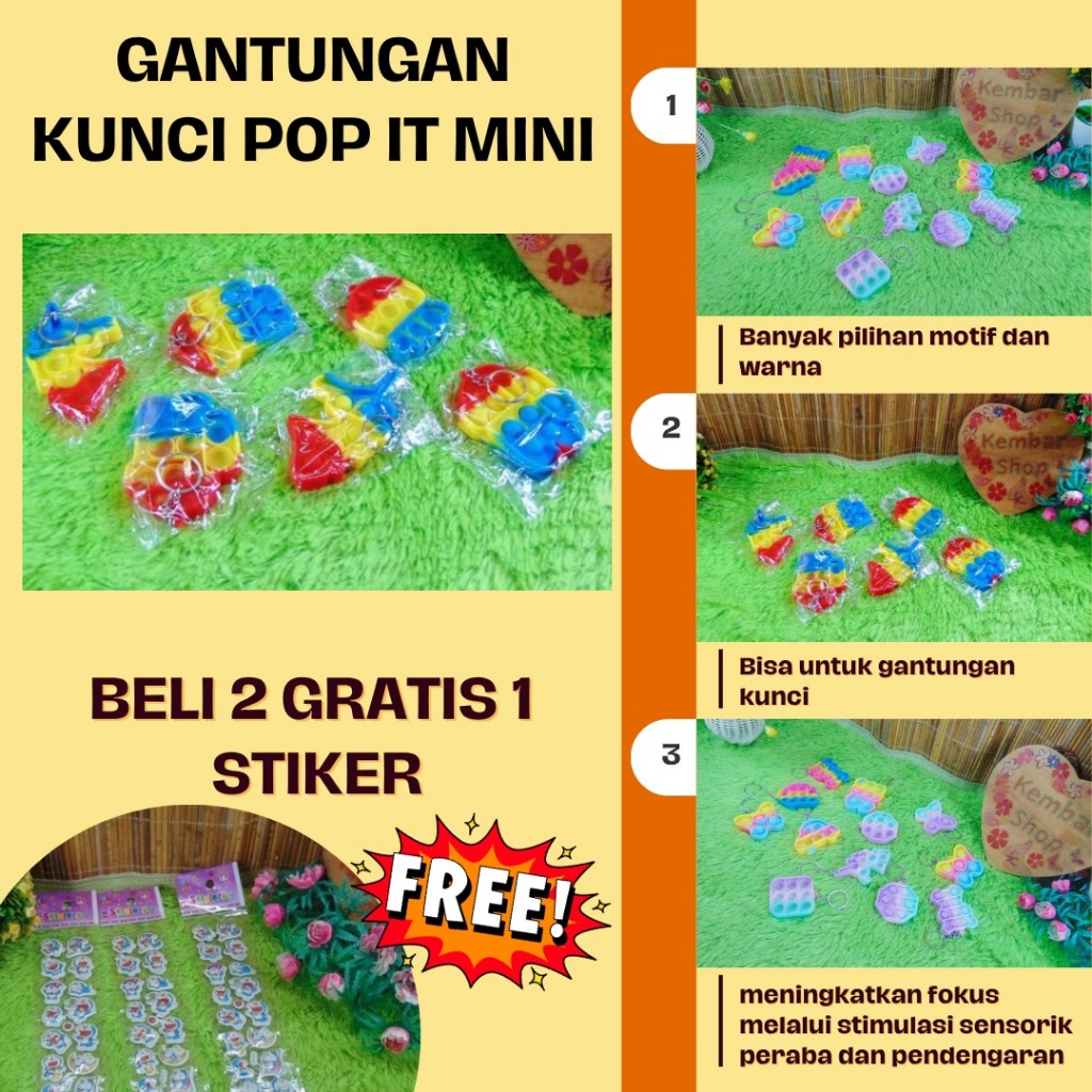 [BELI 2 GRATIS 1 STIKER] GC-POPIT GANTUNGAN KUNCI POP IT MINI SILIKON LUCU MOTIF CUMI AMONG US UNICO
