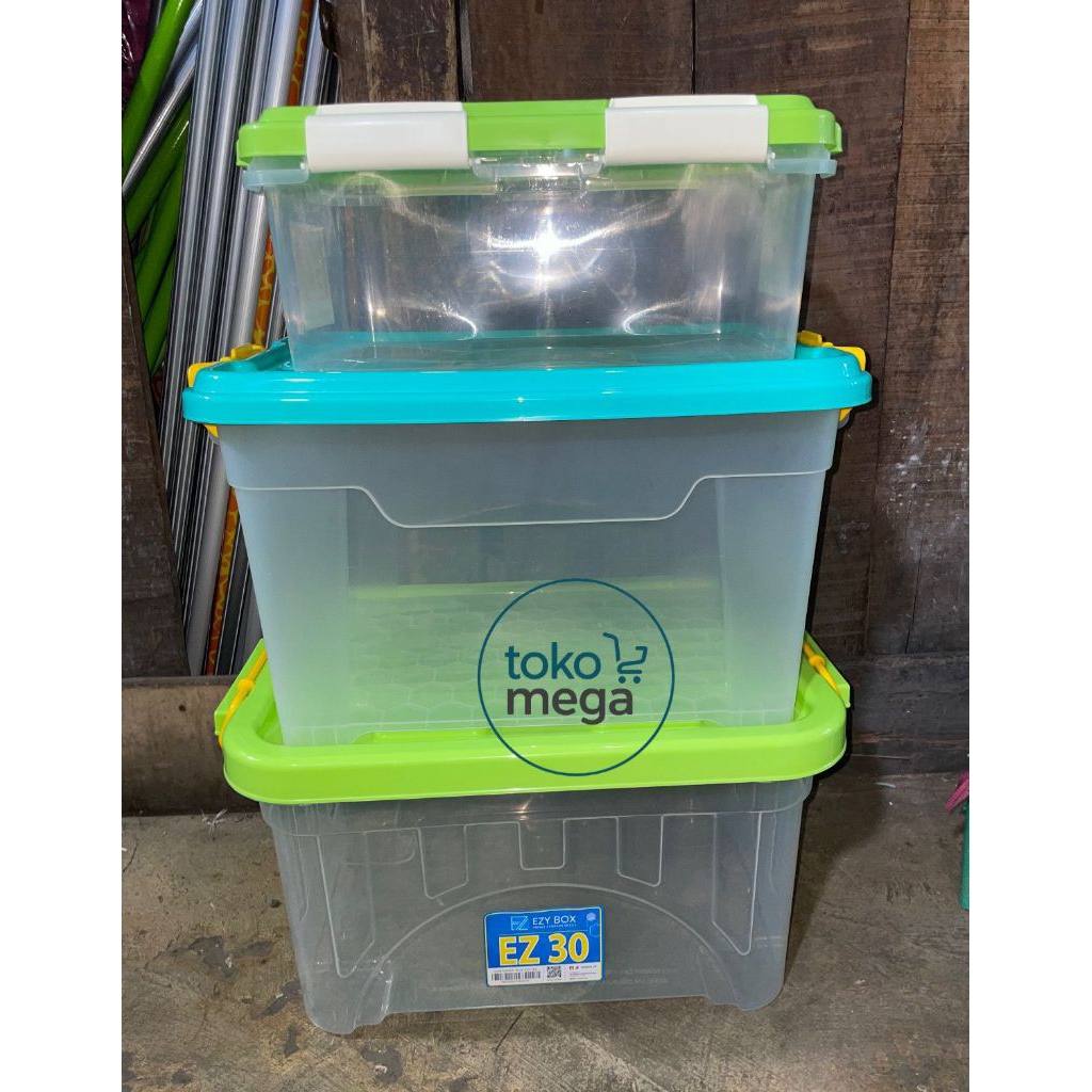 Box Kontainer Plastik Ezy Box EZ 10 / EZ 25 / EZ 30 / EZ 35 Serbaguna Transparan Tutup Kunci
