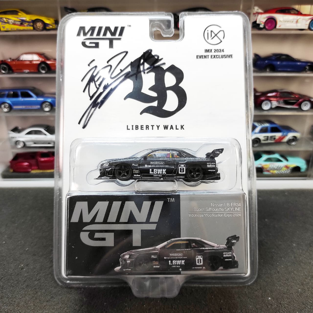 Mini GT 797 Nissan LB ER34 Super Silhouette Skyline #8 Black IMX 2024 Event Exclusive with Signed