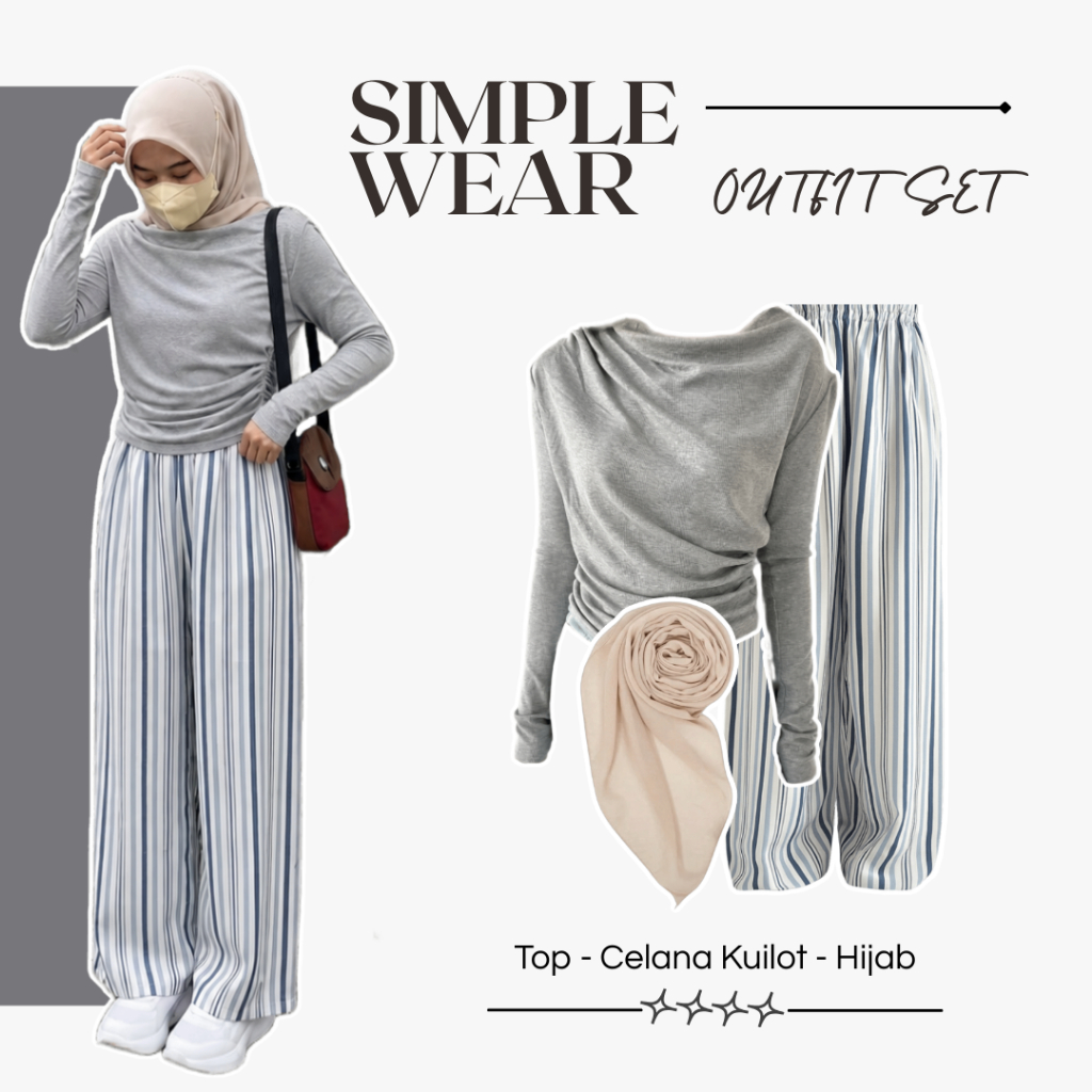 One Set Daily Wanita | Atasan, Celana Kulot, Hijab | Setelan Kulot Wanita Kekinian, Outfit Cewek
