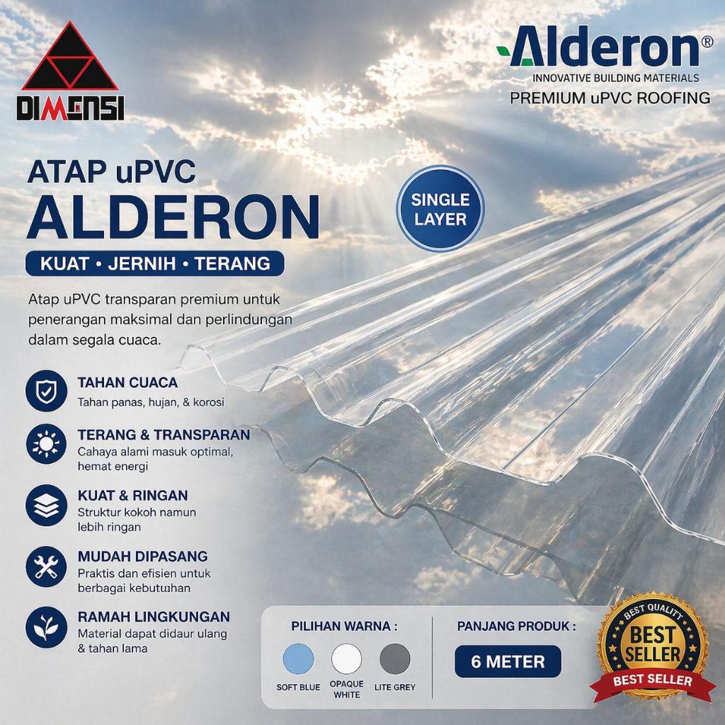 Dimensi Metalindo - Atap Alderon double layer transparan Bahan Upvc R830