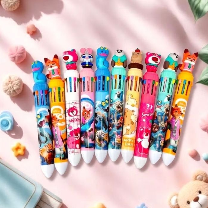 Pulpen 10 Warna Aesthetic Motif Karakter Kartun