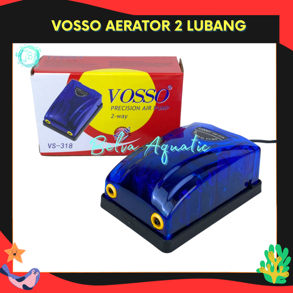 VOSSO AERATOR 2 LUBANG Pompa Udara Aquarium 2 Lubang