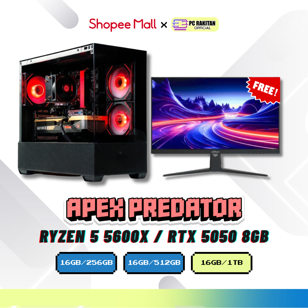 RAKITAN PC GAMING APEX PREDATOR RYZEN 5 5600X RTX 5050 8G OC