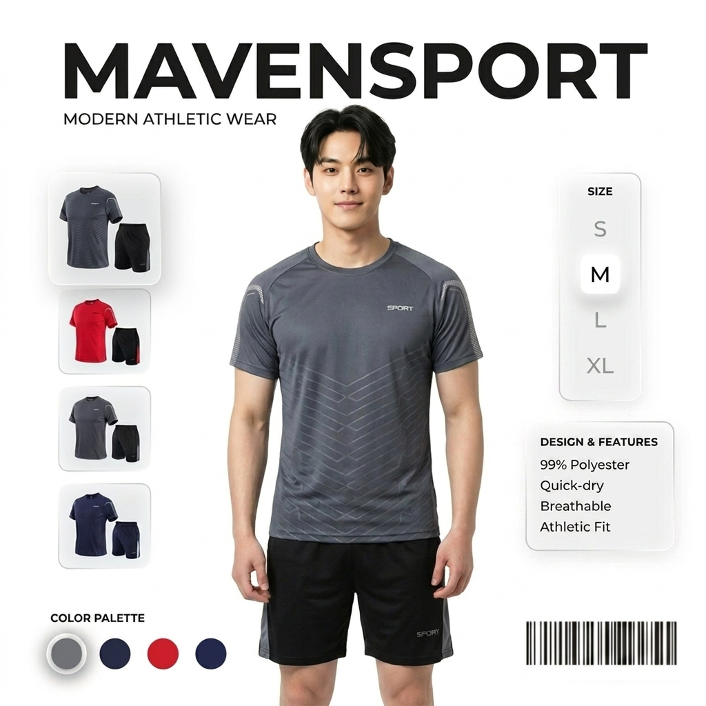 Grey MAVEN Setelan Olahraga Pria Jogging Badminton