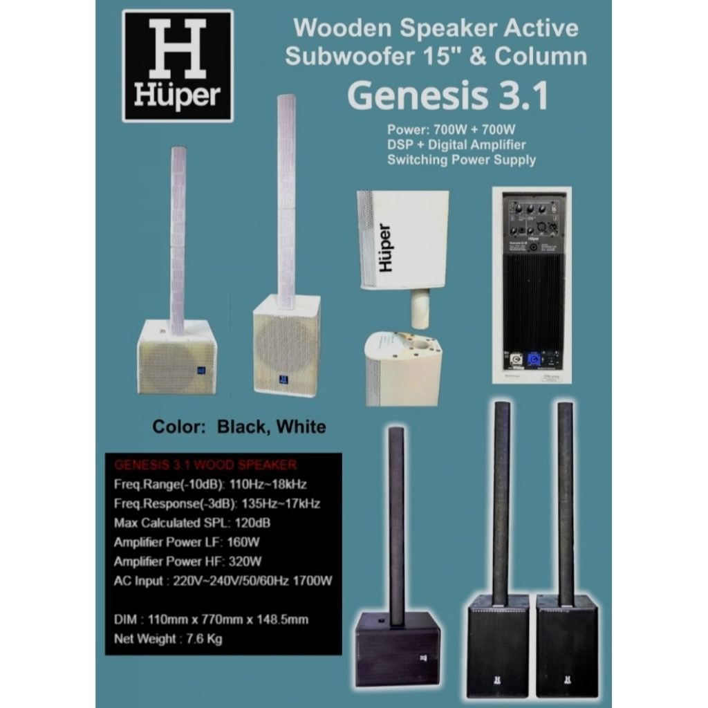 HUPER SPEAKER AKTIVE SUBWOOFER HUPER GENESIS 3.1/HUPER GENESIS 3.1 BLACK ORIGINAL (HARGA TERTERA UNT
