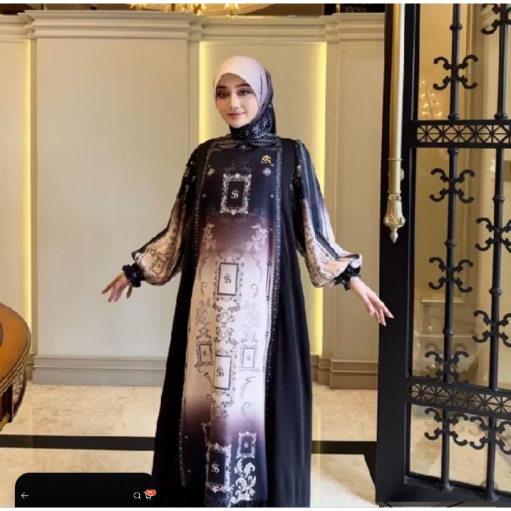 SHELLA SAUKIA Dress gradasi warna hitam cokelat