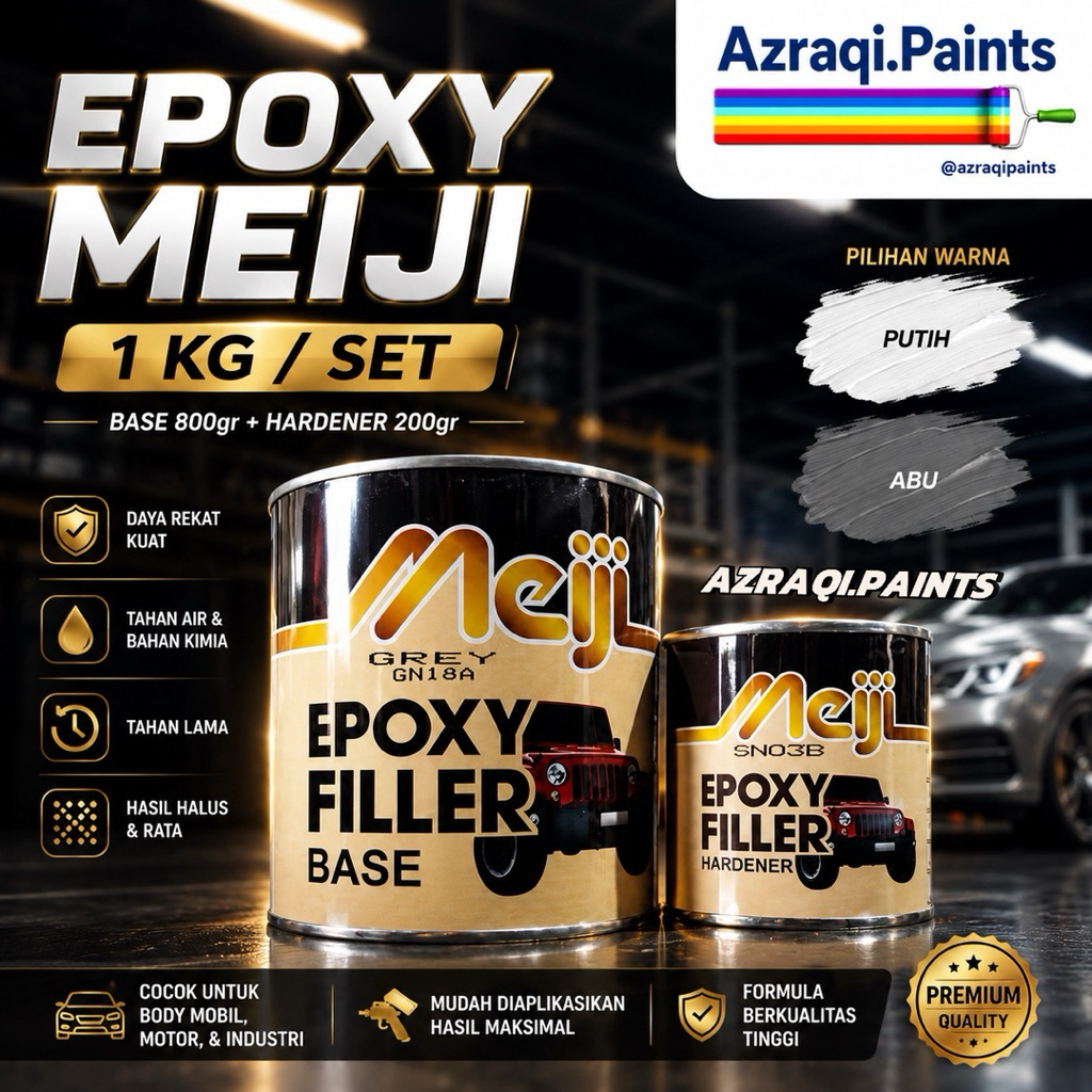 EPOXY FILLER MEIJI PUTIH DAN ABU ( 1 KG / SET ) CAT DASAR