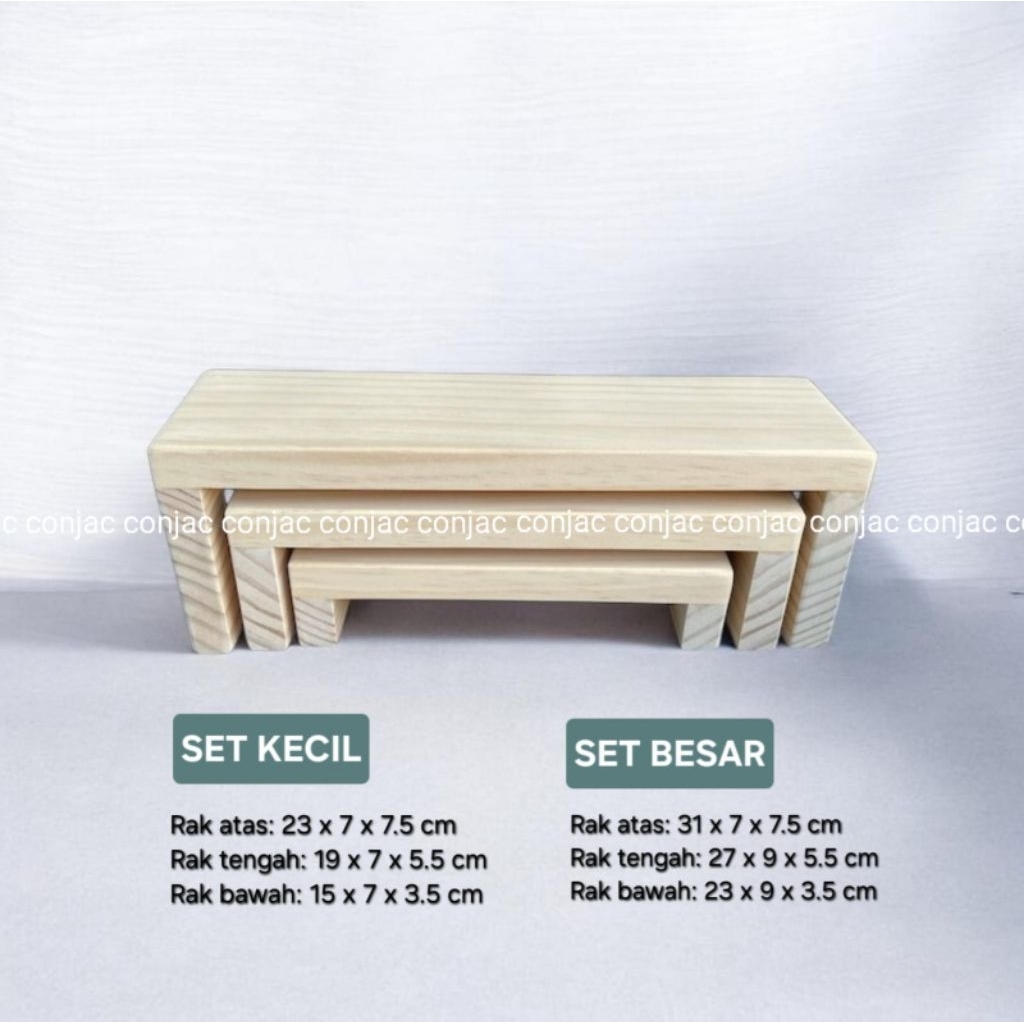 Rak Hoop / Rak Susun Kayu / Display Produk Aesthetic - Conjac Props Foto