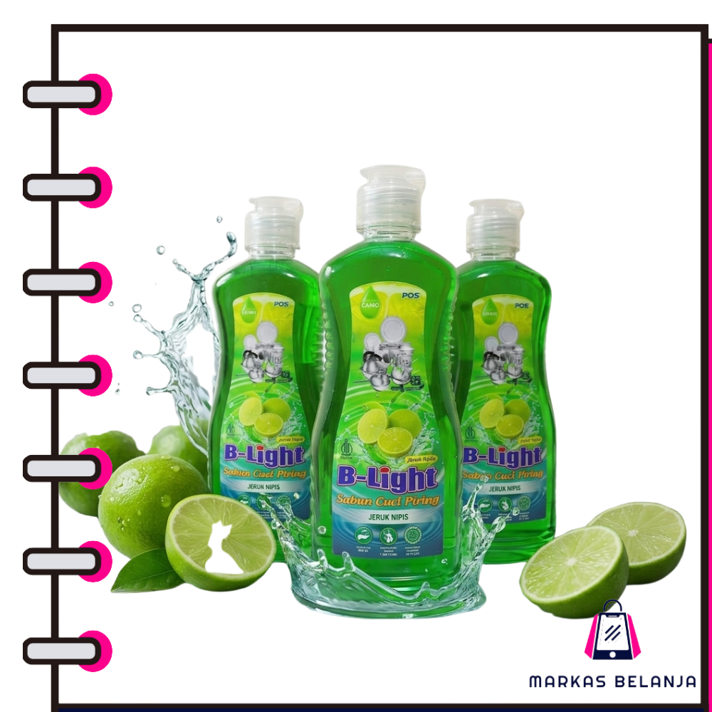 MARKAS B-Light Sabun Cuci Piring Jeruk Nipis 600ml - Cairan Pencuci Piring Ampuh Angkat Lemak & Bau 