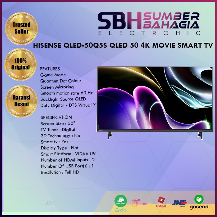 HISENSE QLED-50Q5S QLED 50 4K MOVIE SMART TV (NEW)