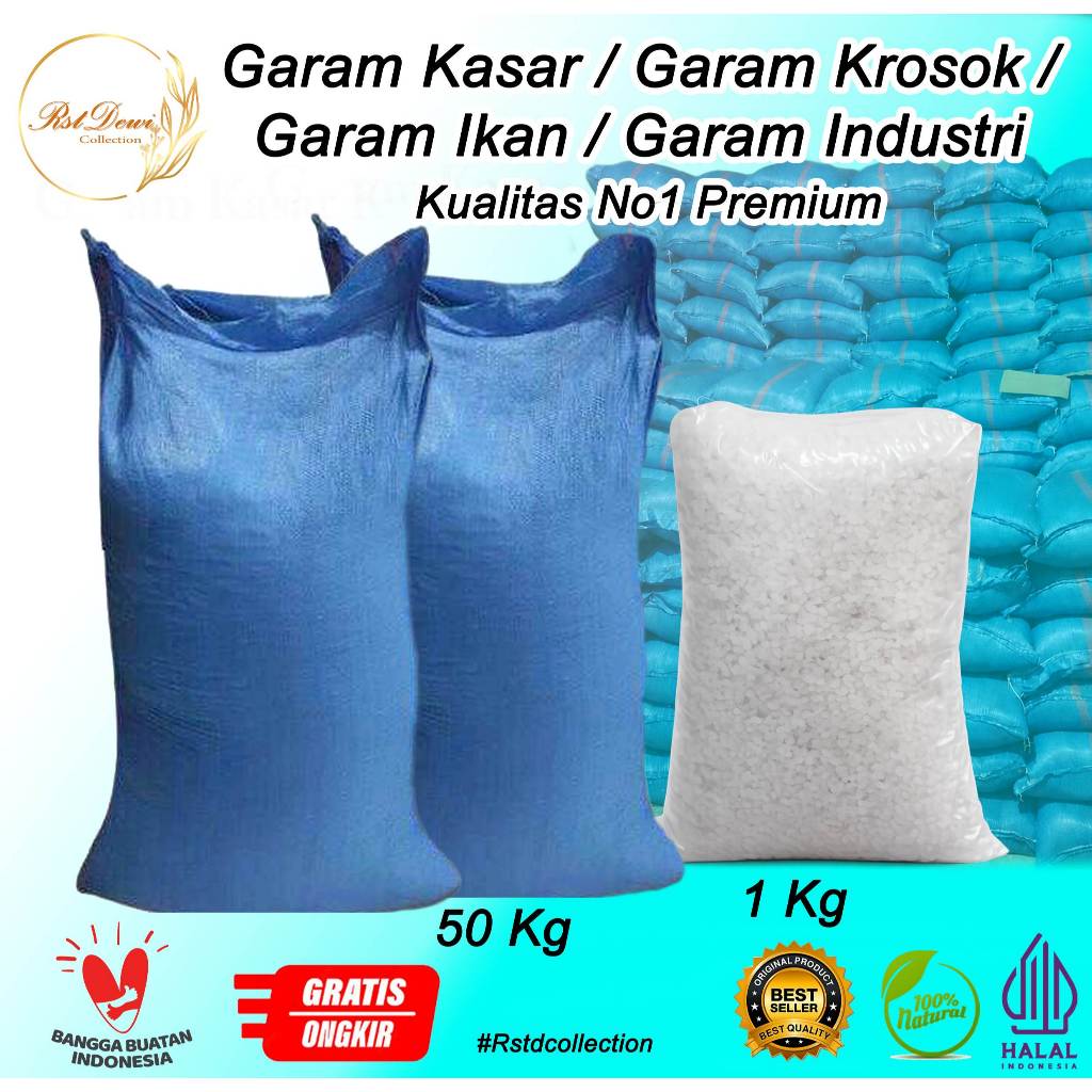 GARAM KROSOK 50KG - GARAM KASAR 50KG - GARAM IKAN 50KG - GSM KASAR 50Kg Non Yudium 1Kg Garam kasar