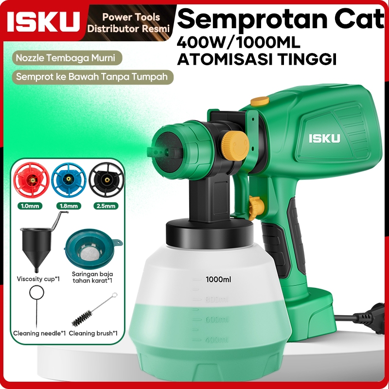 ISKU Mesin Spray Gun Elektrik 400W 1000ml Semprotan Cat Listrik Tanpa Kompresor High Atomization Has