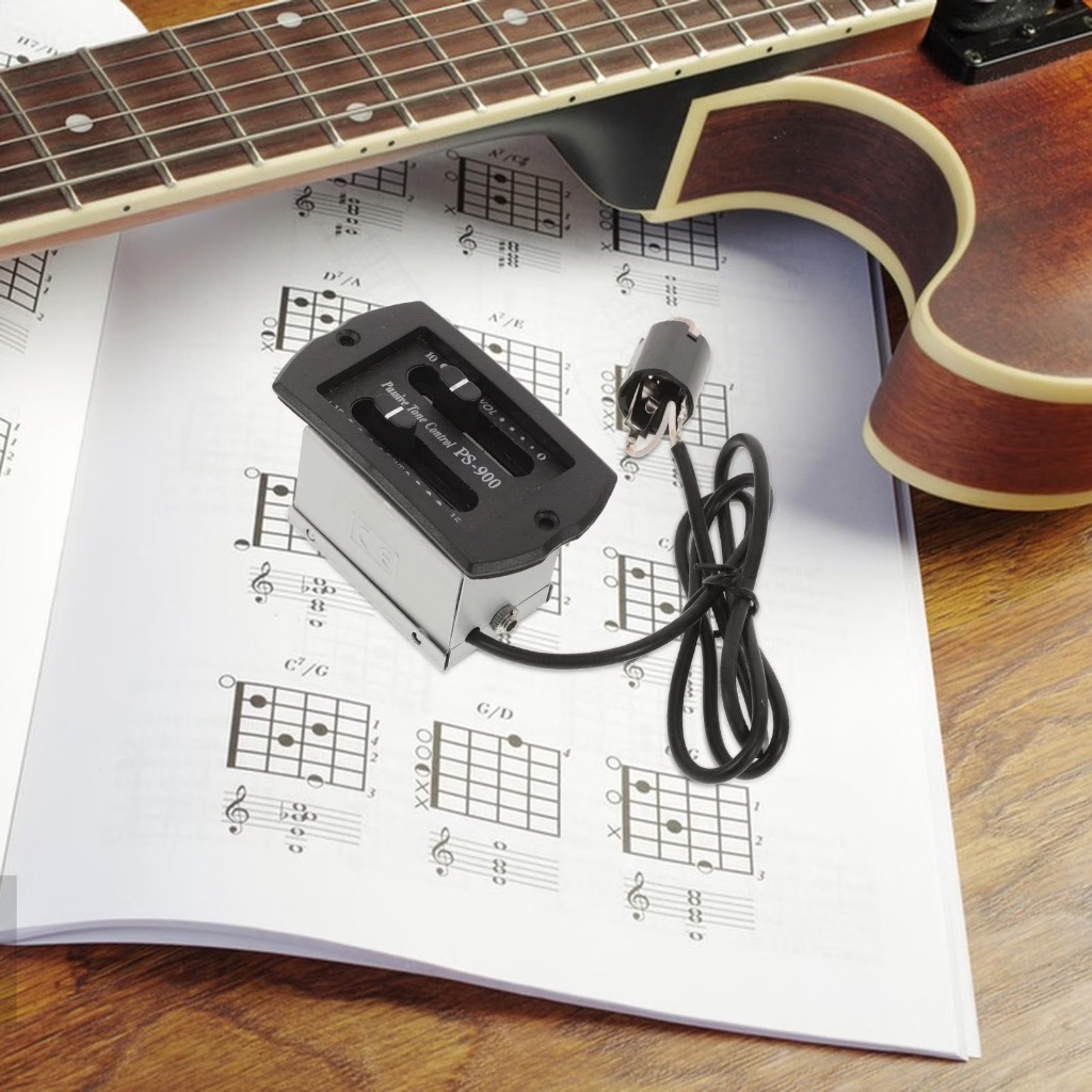 PS-900 2 Band EQ Guitar Passive Volume Tone Control Piezo Pickup Preamp for Acoustic Guitar Mini Equ