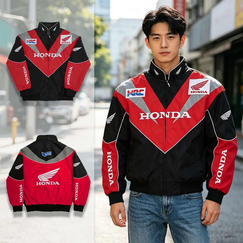 GTY Jaket Windbreaker F1 Honda Racing,Bomber Jacket Parasut Pria,Jeket Bordir Vintage Olahraga