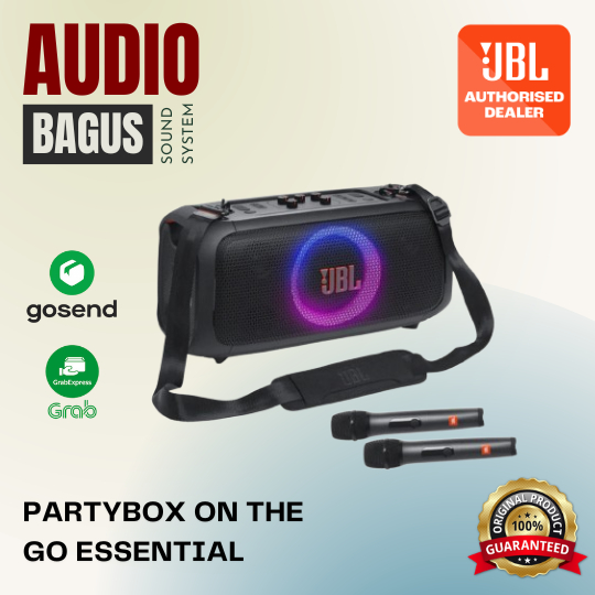 JBL Partybox On The Go Essential Portable Party Speaker With Wireless Mic Microphone ORIGINAL