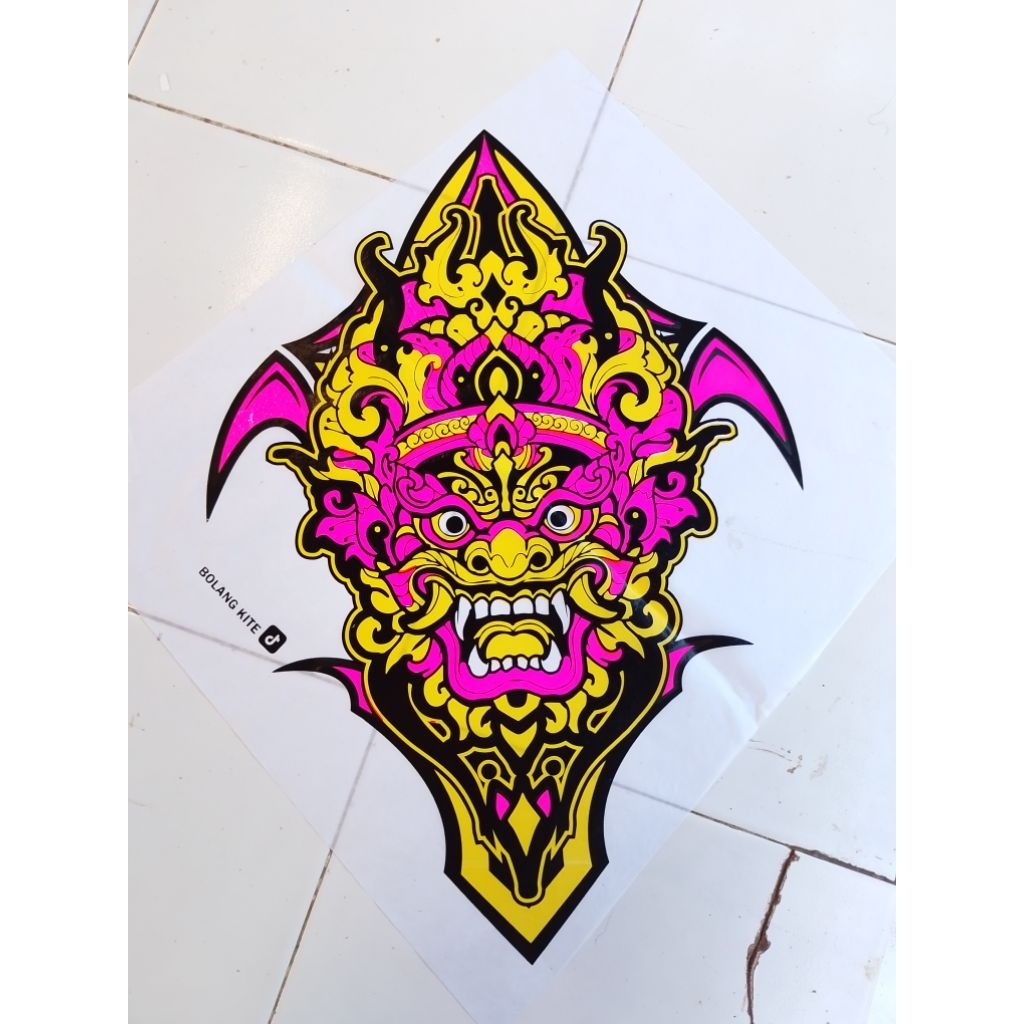 kertas layangan sablon 3 warna motif barong stabilo