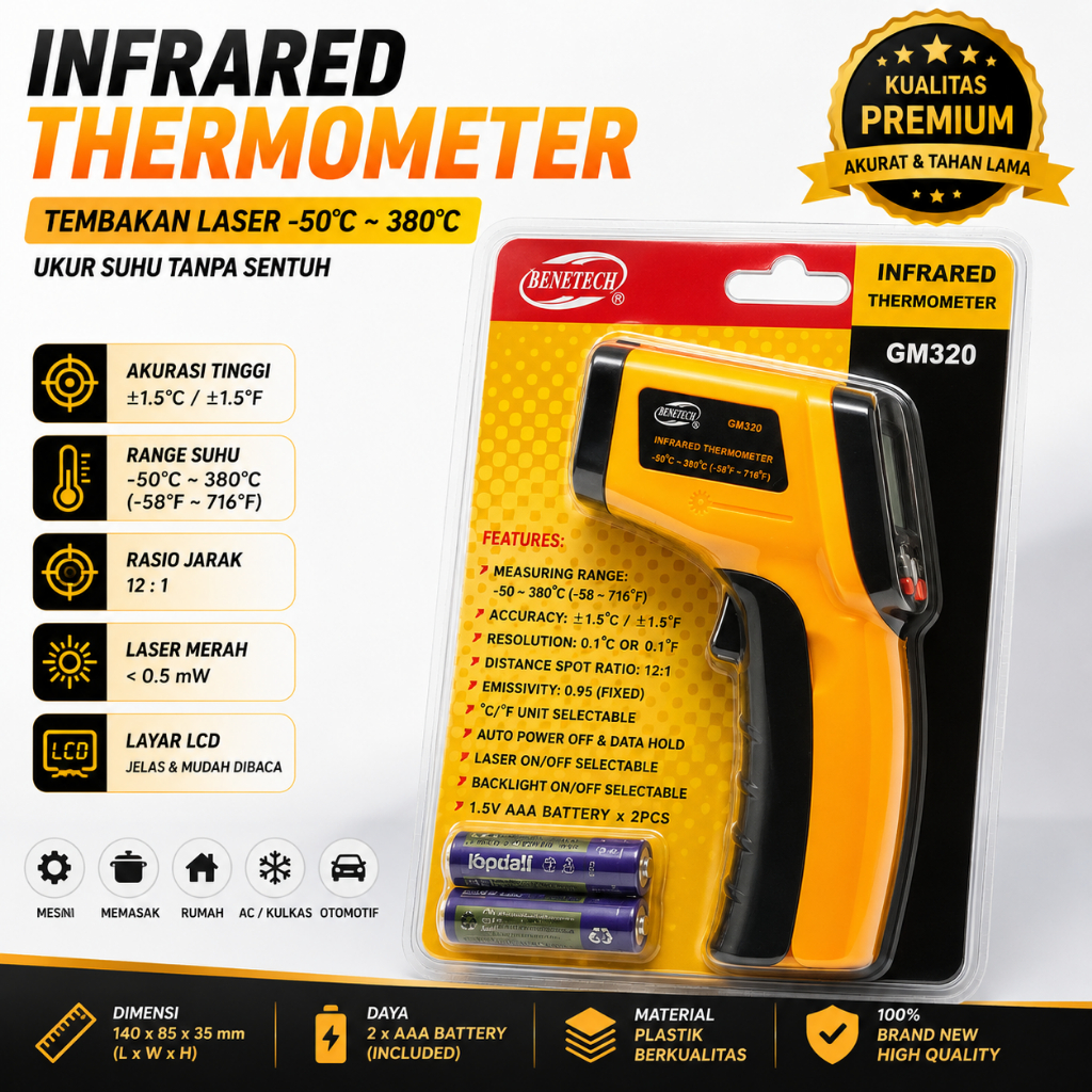Digital Termometer Laser Pointer Infrared GM320