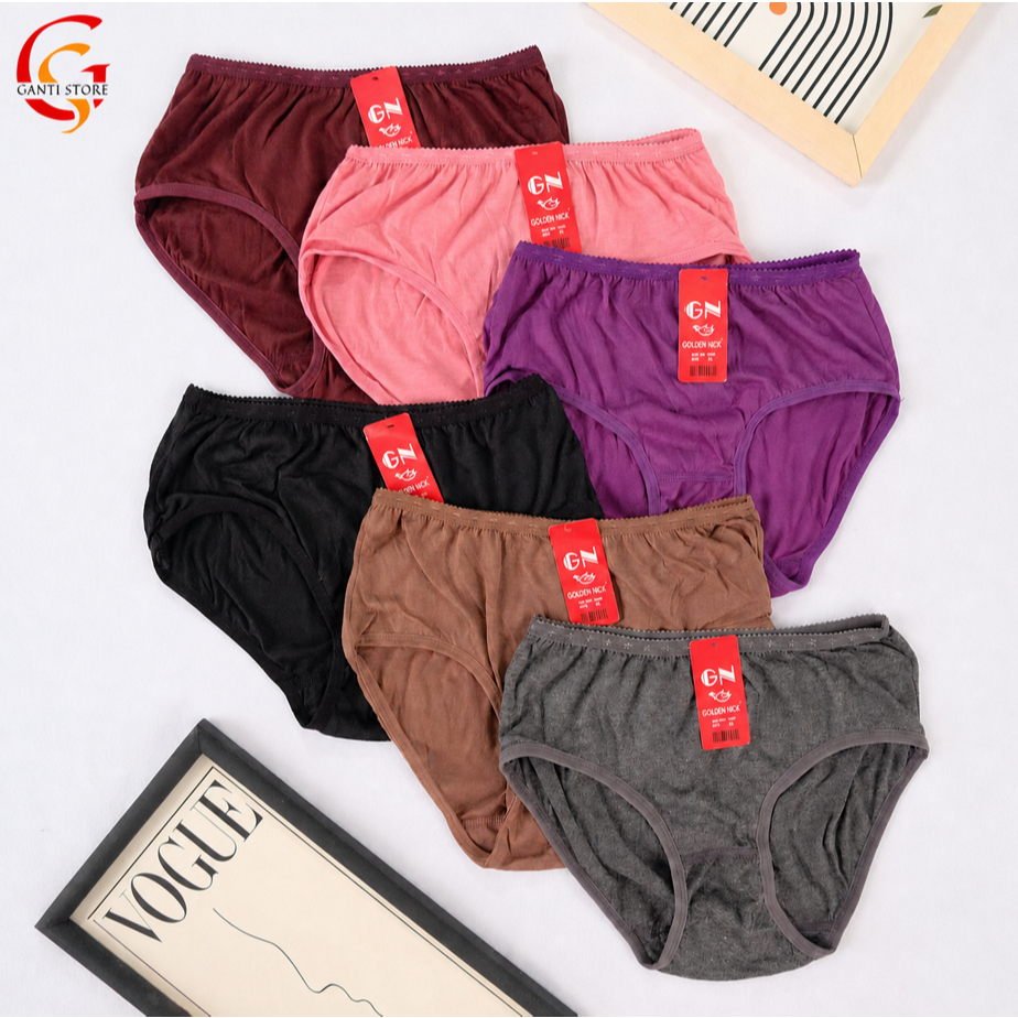 6 Pcs Golden Nick - CD Wanita GN All Varian - Gelap - Terang - Pastel - Motif Celana Dalam Wanita Ju