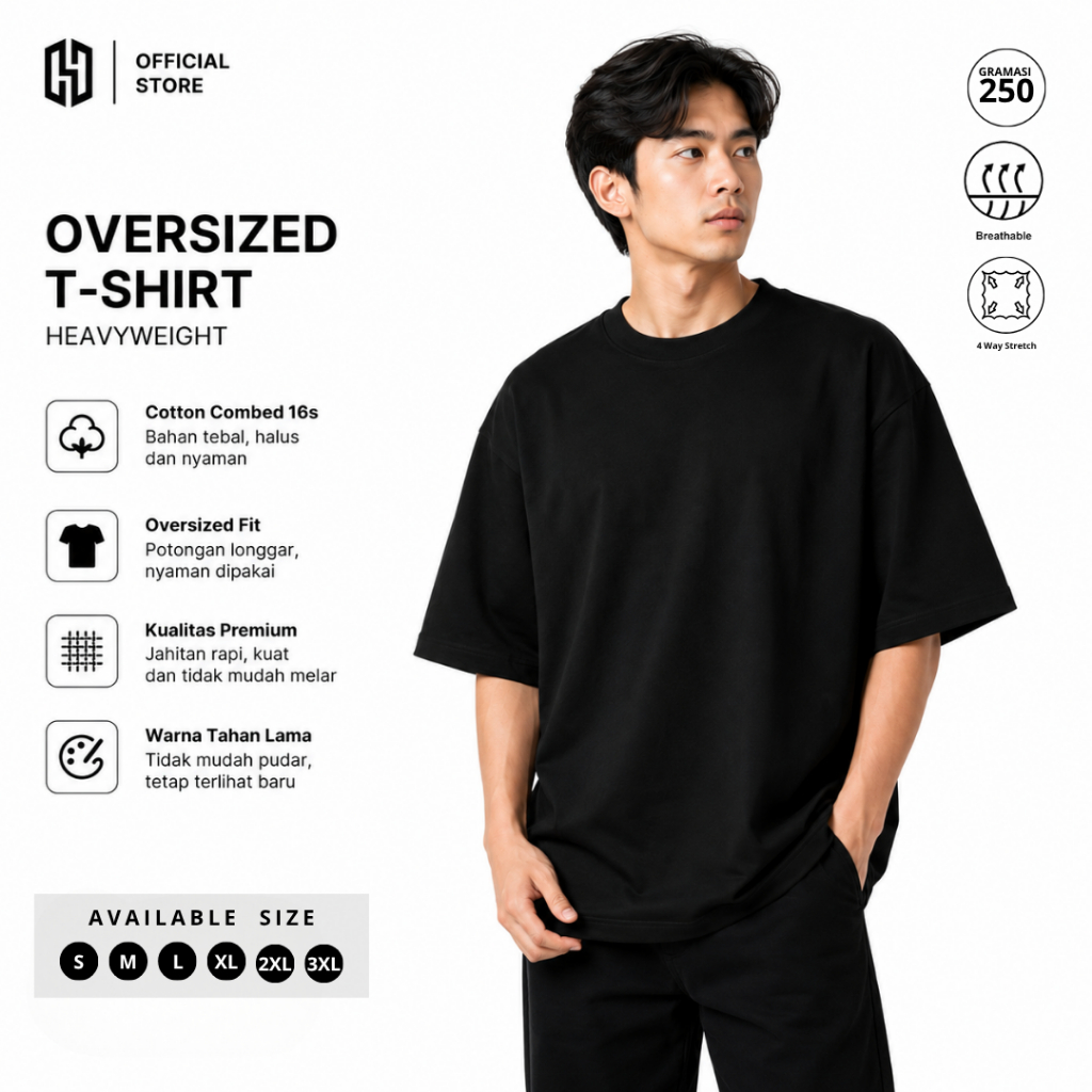 HAENHA Kaos Oversized Heavyweight Polos Cotton Combed 16S