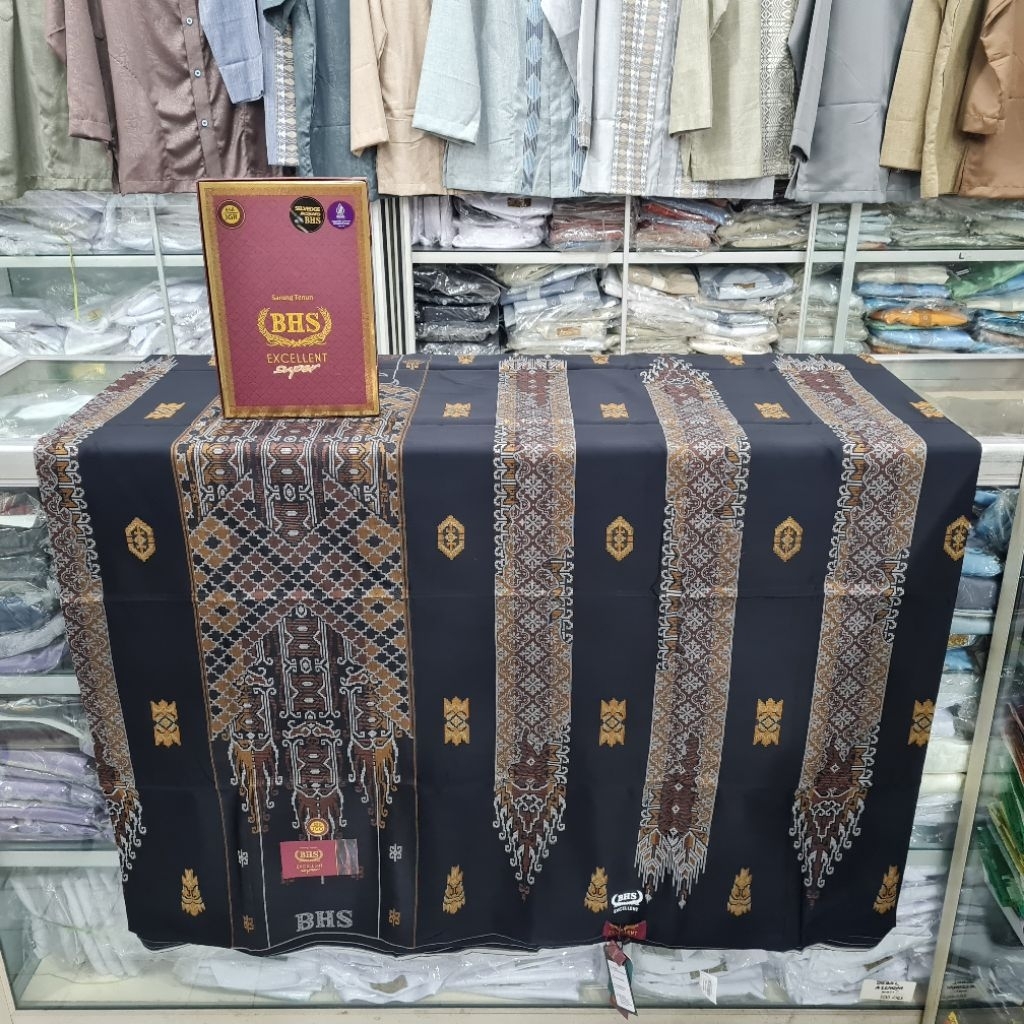 Sarung BHS Mercerized Gold Excellent Bronze Excellent Motif Songket Jacquard