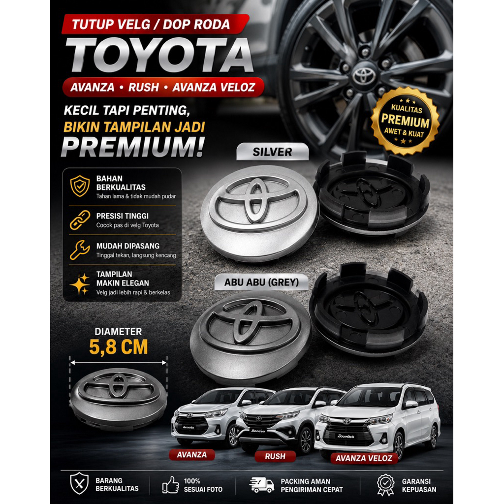 Dop Roda Tutup Velg Toyota Avanza, Avanza Veloz Dan Rush 2006 - 2020