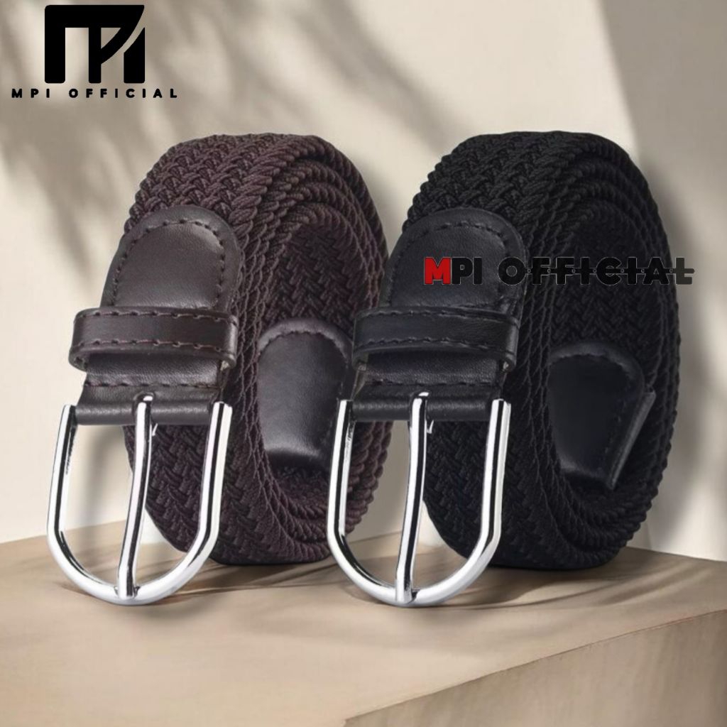 Ikat Pinggang Pria Wanita Karet Tekstan Sabuk Elastis Unisex