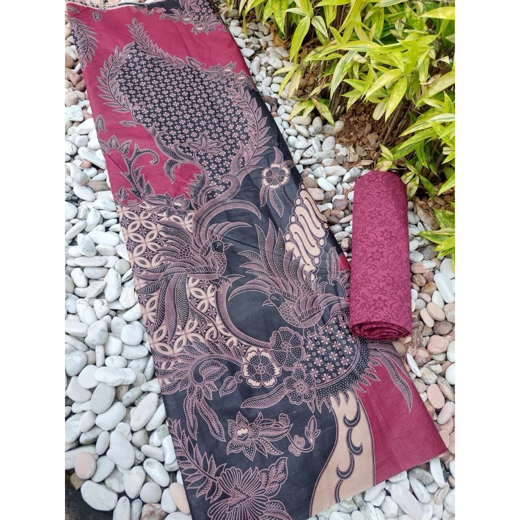 KAIN BATIK MERAH - MAROON / BAHAN KATUN