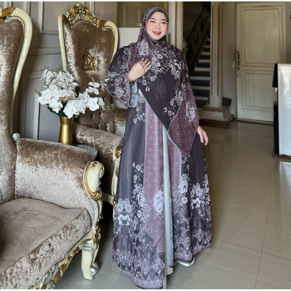 Abaya Kashmir Set Hijab Pashmina - Ceruty Printing Import - Outer Abaya Set Pashmina